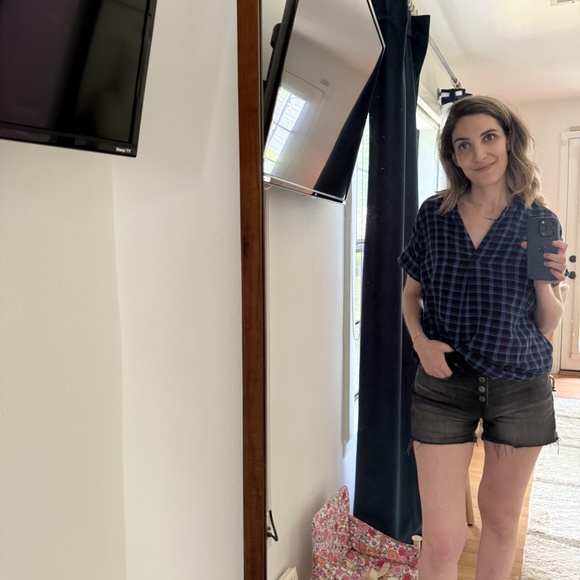 Madewell Blue Plaid Poplin Shirt - Picture 4 of 7